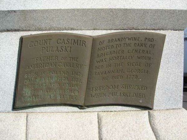 COUNT CASIMIR PULASKI WAR MEMORIAL PLAQUE