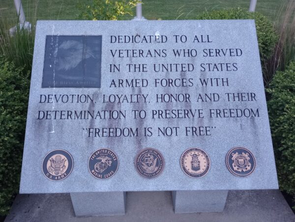 DEDICATED TO ALL VETERANS MEMORIAL STONE