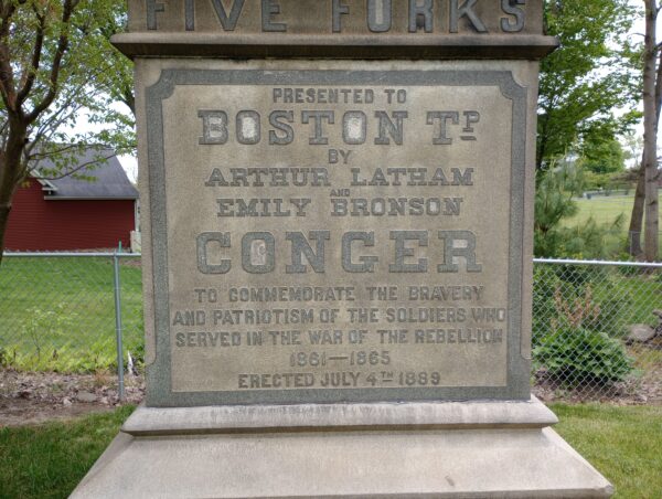 BOSTON TOWNSHIP CIVIL WAR MEMORIAL SIDE A