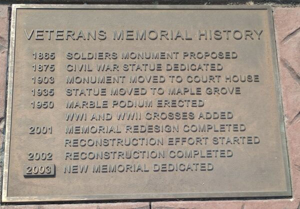 VETERANS MEMORIAL HISTORY PLAQUE