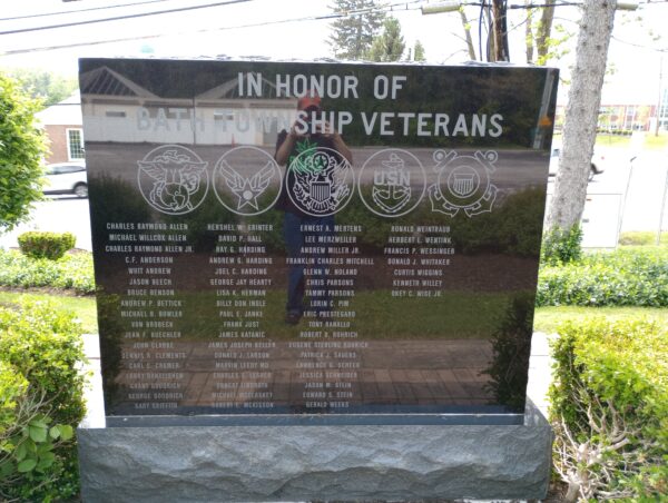 IN HONOR OF BATH TOWNSHIP VETERANS MEMORIAL FRONT