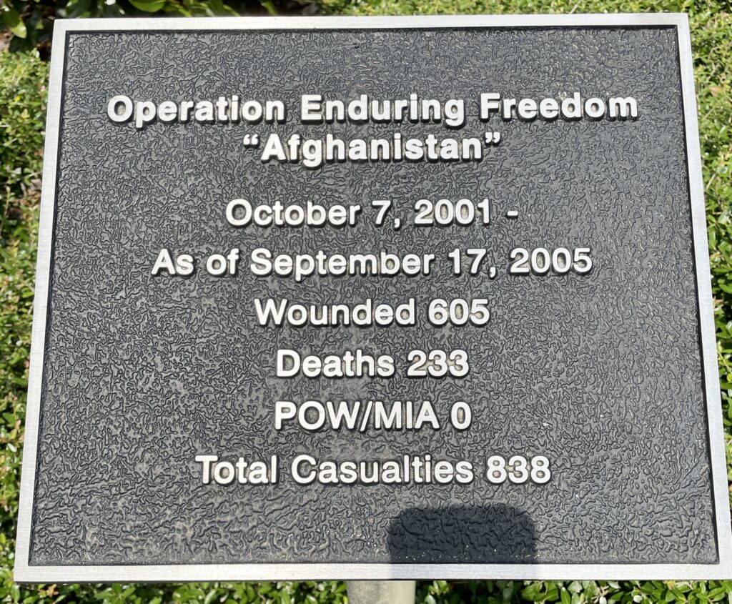 TAYLOR COUNTY OPERATION ENDURING FREEDOM “AFGHANISTAN” MEMORIAL PLAQUE