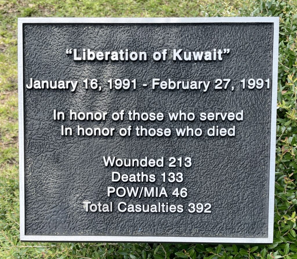 TAYLOR COUNTY “LIBERATION OF KUWAIT” MEMORIAL PLAQUE