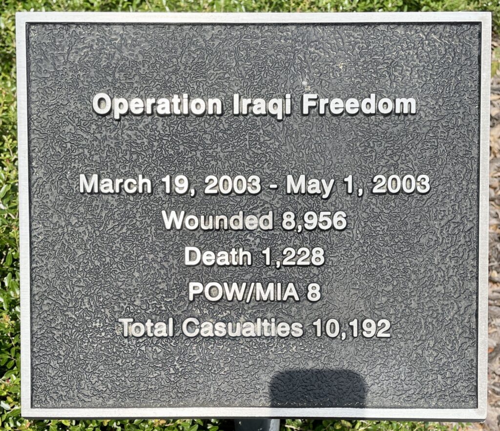 TAYLOR COUNTY OPERATION IRAQI FREEDOM MEMORIAL PLAQUE