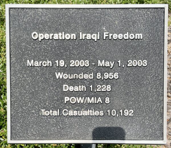 TAYLOR COUNTY OPERATION IRAQI FREEDOM MEMORIAL PLAQUE