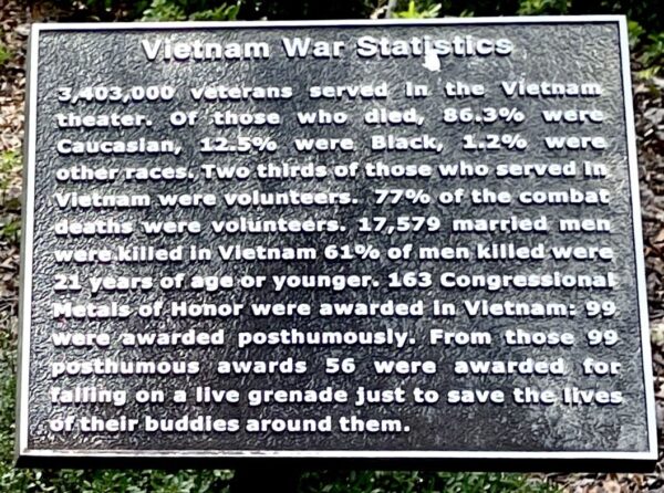 TAYLOR COUNTY VIETNAM WAR STATISTICS MEMORIAL PLAQUE B