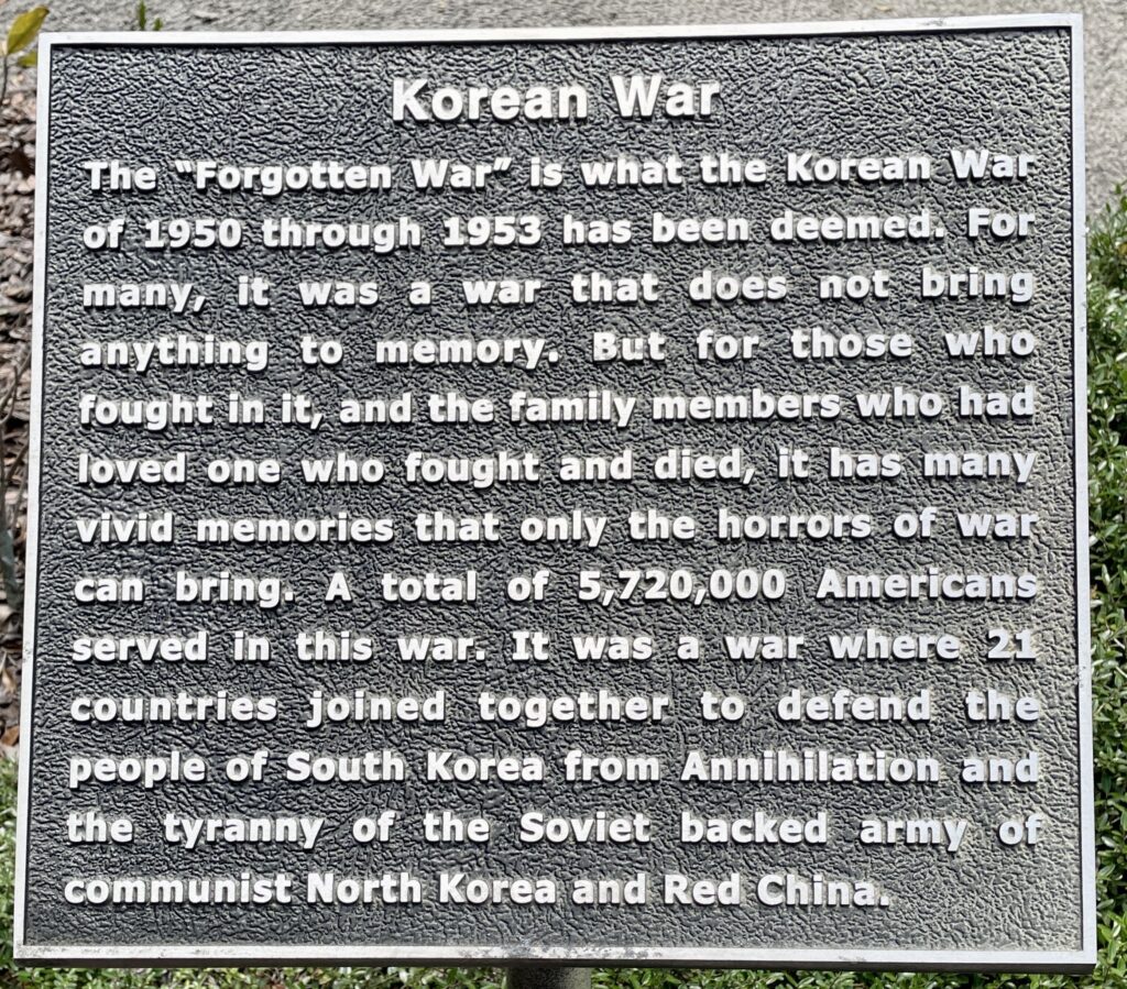 TAYLOR COUNTY KOREAN WAR “FORGOTTEN WAR” MEMORIAL PLAQUE A