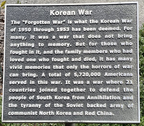 TAYLOR COUNTY KOREAN WAR “FORGOTTEN WAR” MEMORIAL PLAQUE A