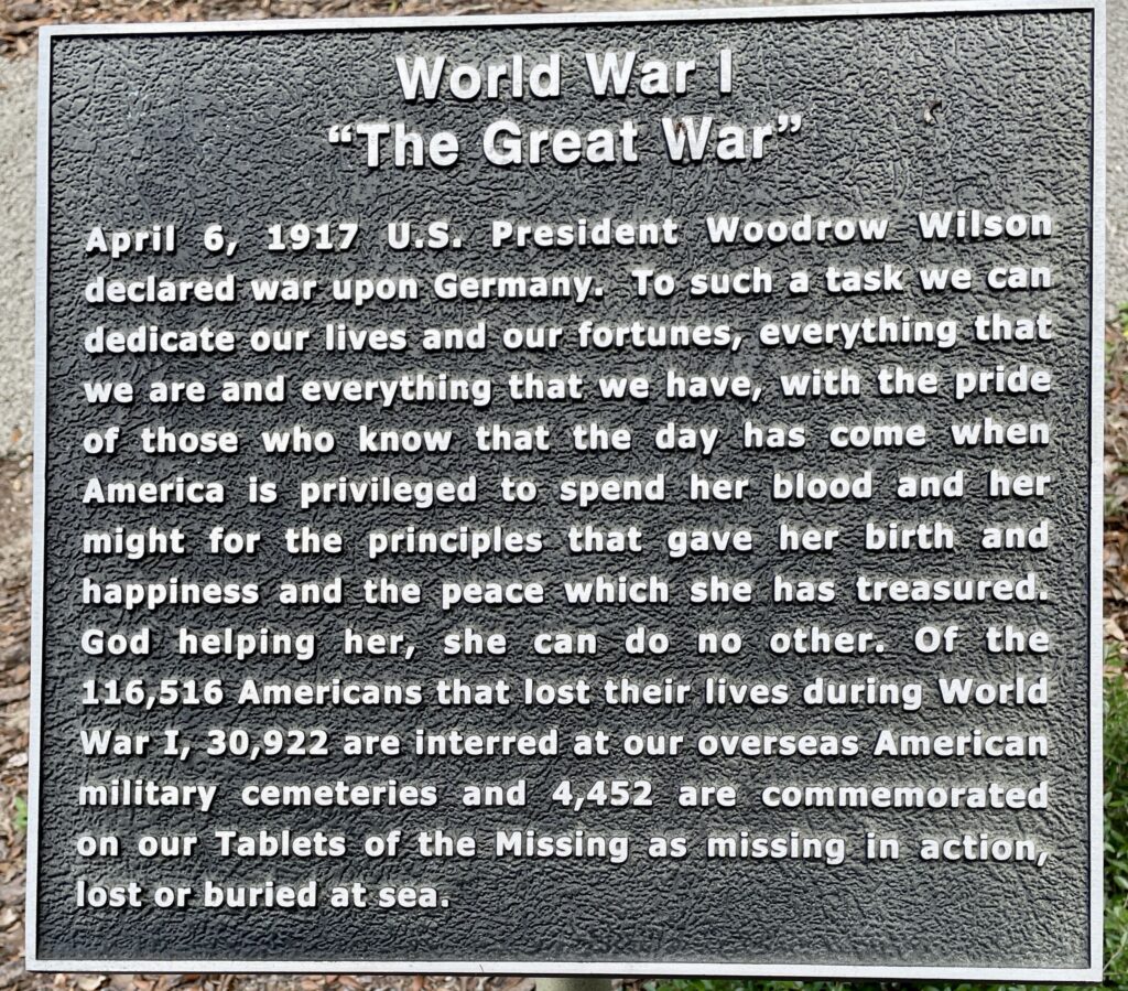 TAYLOR COUNTY WORLD WAR I “THE GREAT WAR” MEMORIAL PLAQUE B