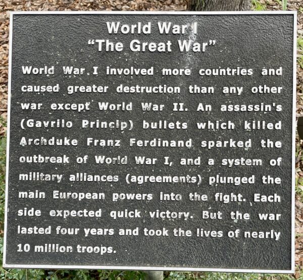 TAYLOR COUNTY WORLD WAR I “THE GREAT WAR” MEMORIAL PLAQUE A