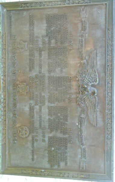 TOWN OF IRA WAR VETERANS MEMORIAL PLAQUE
