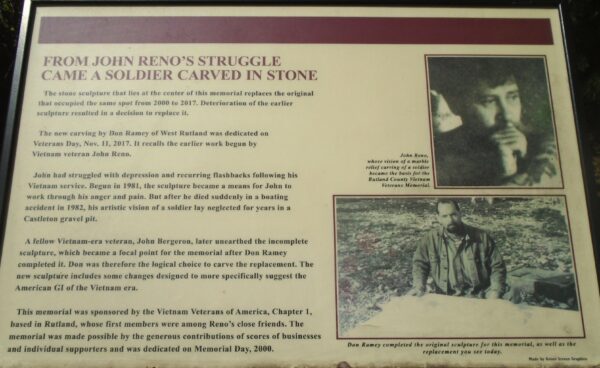 A SOLDIER CARVED IN STONE MEMORIAL PANEL