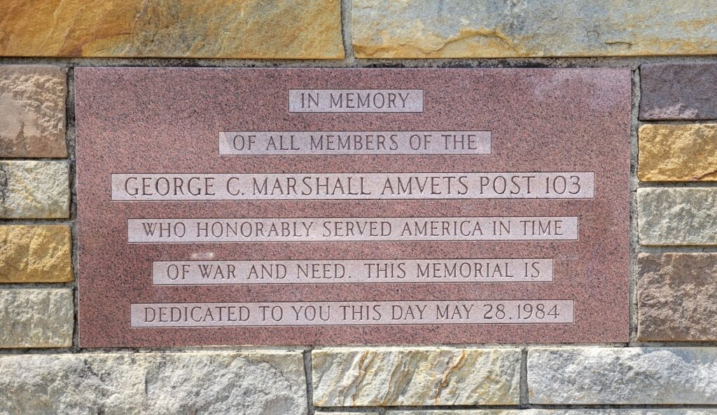 GEORGE C. MARSHALL AMVETS POST 103 VETERANS MEMORIAL STONE