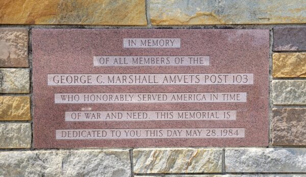 GEORGE C. MARSHALL AMVETS POST 103 VETERANS MEMORIAL STONE