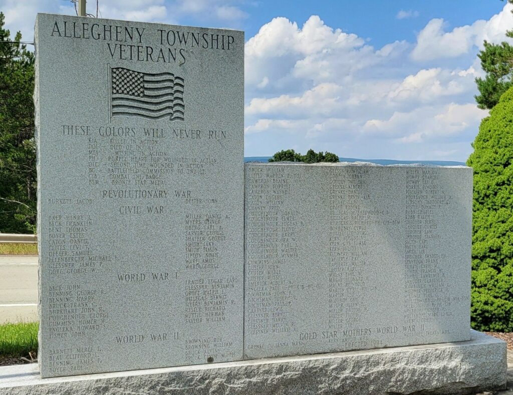 ALLEGHENY TOWNSHIP VETERANS MEMORIAL BACK