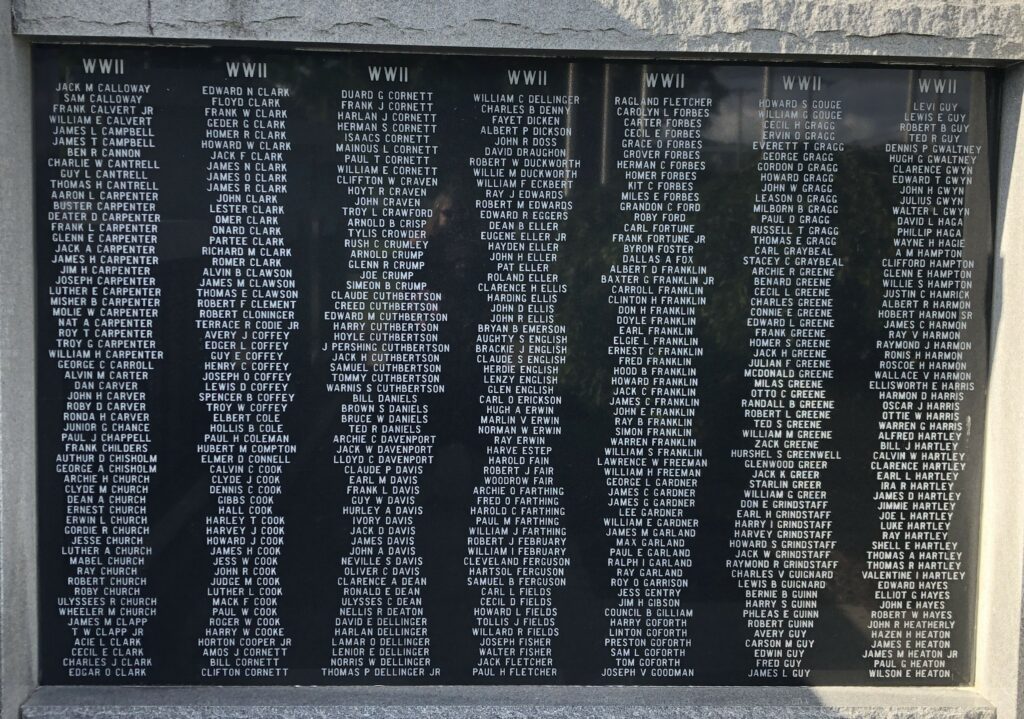 AVERY COUNTY SALUTE TO VETERANS MEMORIAL PLAQUE G