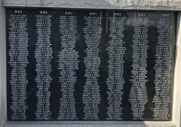 AVERY COUNTY SALUTE TO VETERANS MEMORIAL PLAQUE G