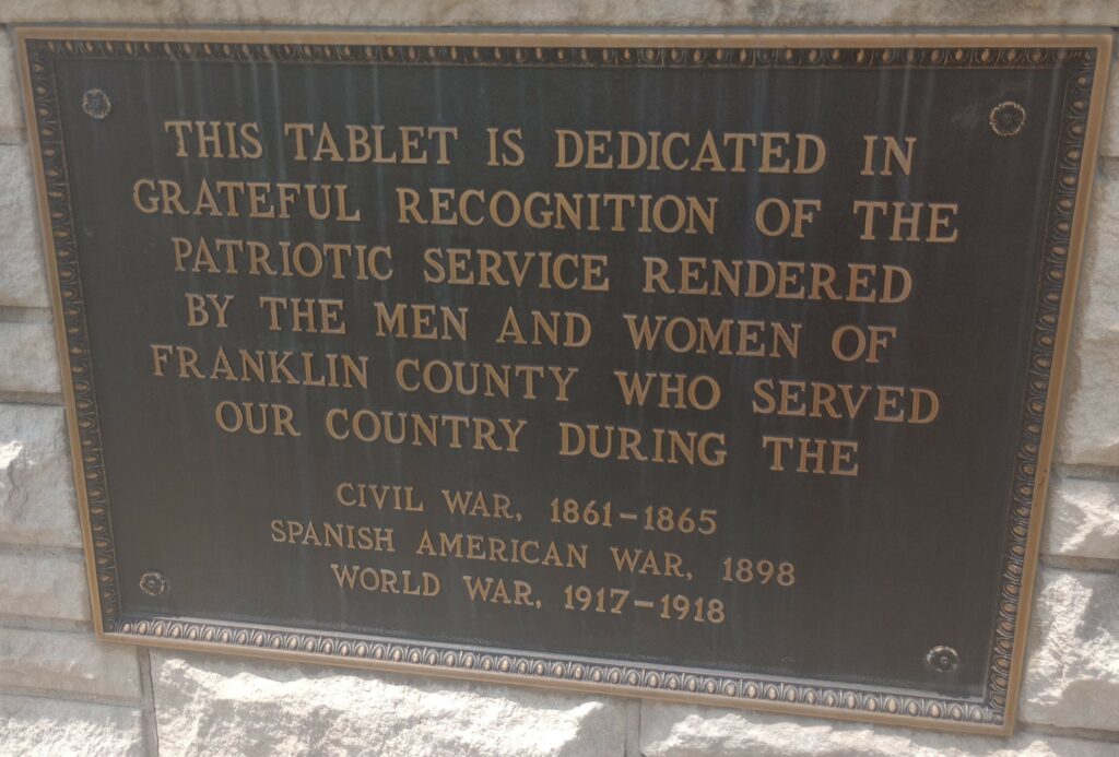 FRANKLIN COUNTY GRAND ARMY OF THE REPUBLIC MEMORIAL PLAQUE D