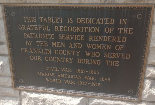 FRANKLIN COUNTY GRAND ARMY OF THE REPUBLIC MEMORIAL PLAQUE D