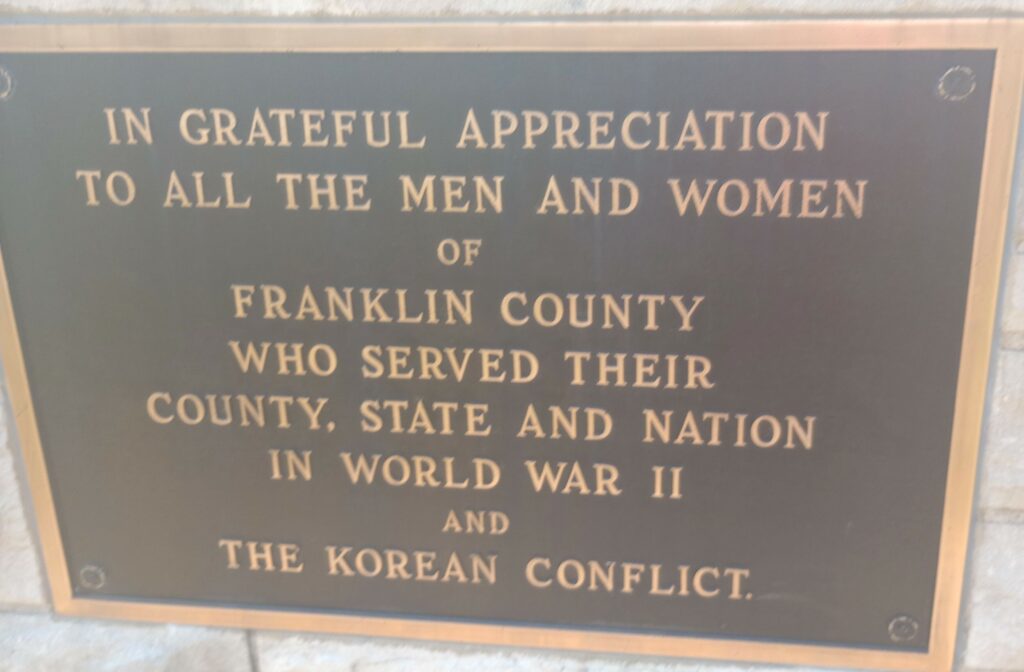 FRANKLIN COUNTY GRAND ARMY OF THE REPUBLIC MEMORIAL PLAQUE C