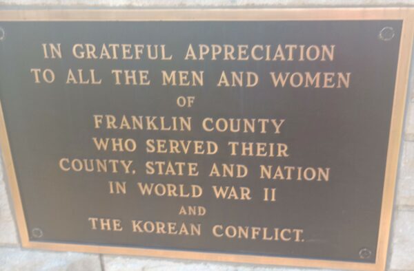 FRANKLIN COUNTY GRAND ARMY OF THE REPUBLIC MEMORIAL PLAQUE C