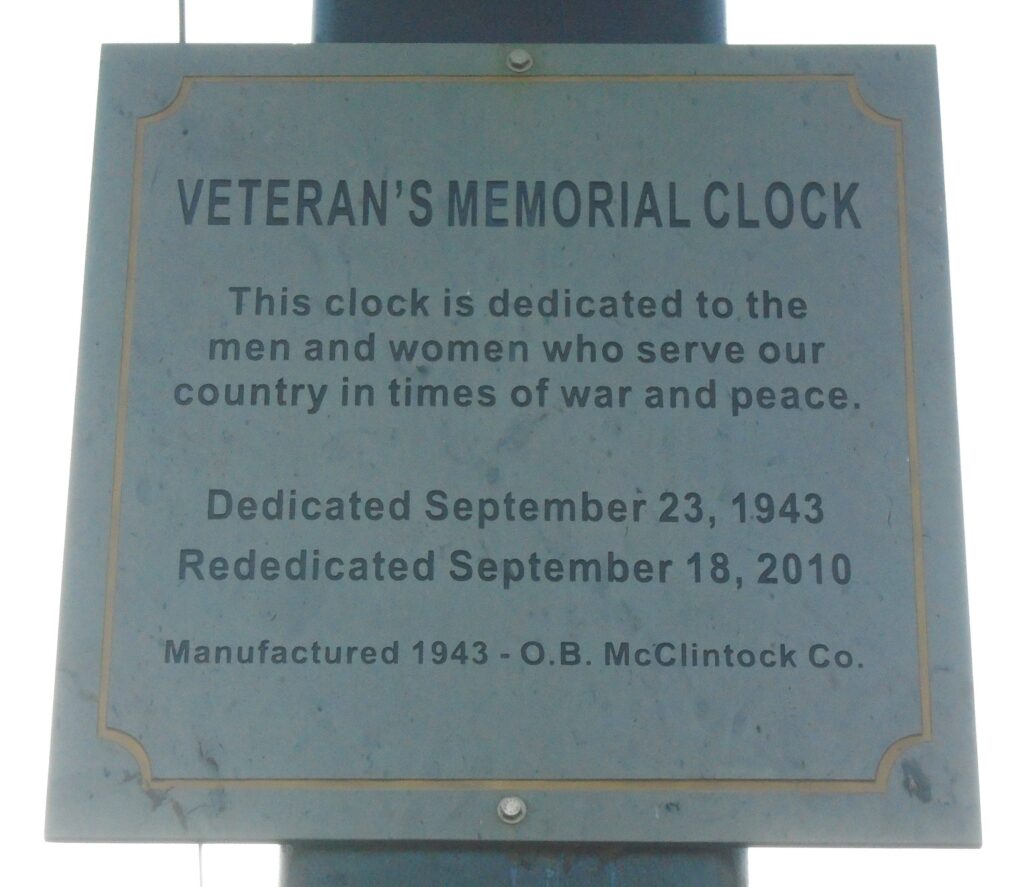GRANVILLE VETERAN’S MEMORIAL CLOCK PLAQUE