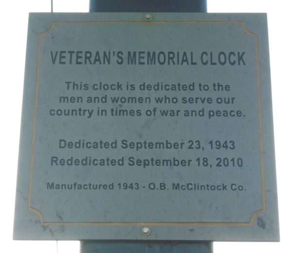 GRANVILLE VETERAN’S MEMORIAL CLOCK PLAQUE