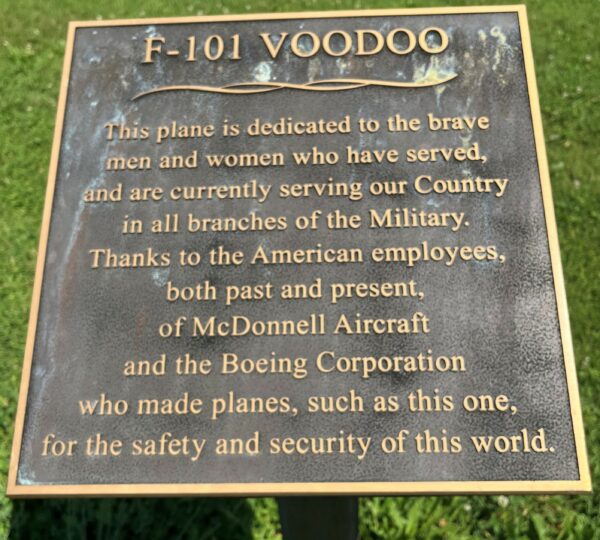 F-101 VOODOO MEMORIAL PLAQUE