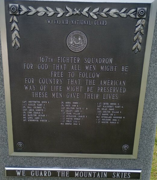 W. VA AIR NATIONAL GUARD MEMORIAL PLAQUE