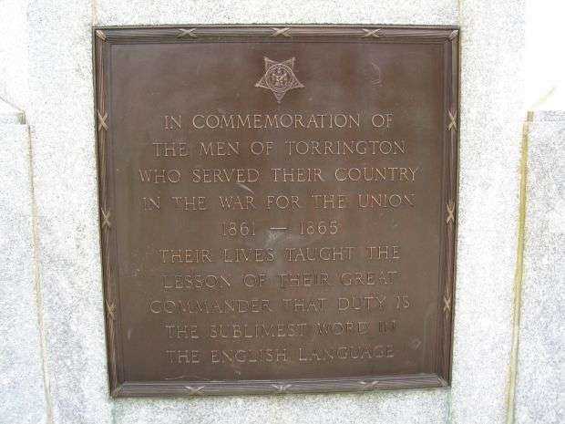 TORRINGTON VETERANS MEMORIAL CIVIL WAR PLAQUE