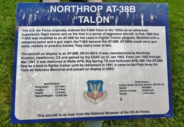 NORTHROP  AT-38B “TALON” MEMORIAL AIRCRAFT PLAQUE