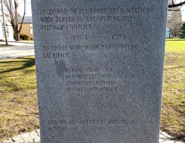 WESTFORD VIETNAM & KOREAN VETS MEMORIAL SIDE C