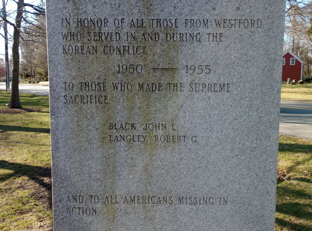 WESTFORD VIETNAM & KOREAN VETS MEMORIAL SIDE B