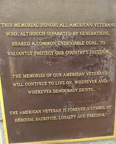 PARSIPPANY ALL AMERICAN VETERANS MEMORIAL PLAQUE