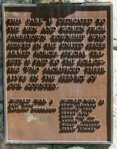 JAMESTOWN VETERANS PARK PLAQUE