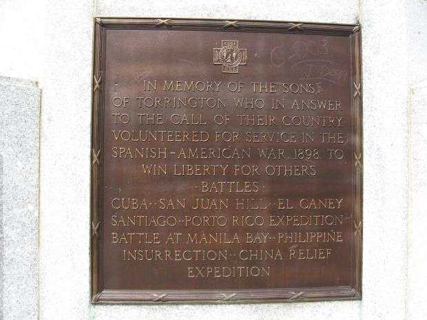 TORRINGTON VETERANS MEMORIAL SPANISH-AMERICAN WAR PLAQUE