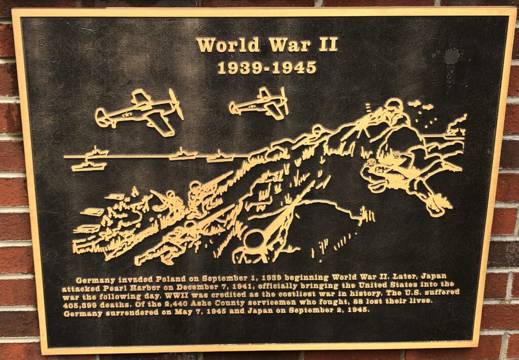 ASHE COUNTY ALL WARS VETERANS MEMORIAL PLAQUE F