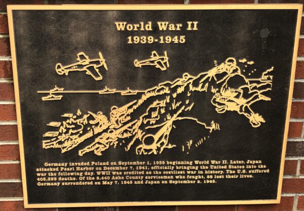 ASHE COUNTY ALL WARS VETERANS MEMORIAL PLAQUE F