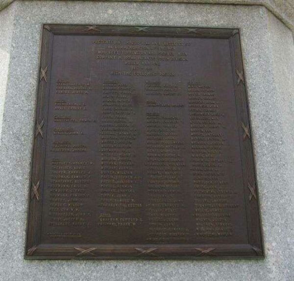 TORRINGTON VETERANS MEMORIAL COMPANY M WORLD WAR I PLAQUE