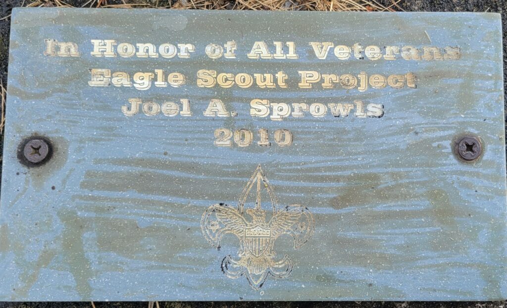 JOEL A. SPROWLS EAGLE SCOUT PROJECT ALL VETERANS MEMORIAL FLAGPOLE STONE