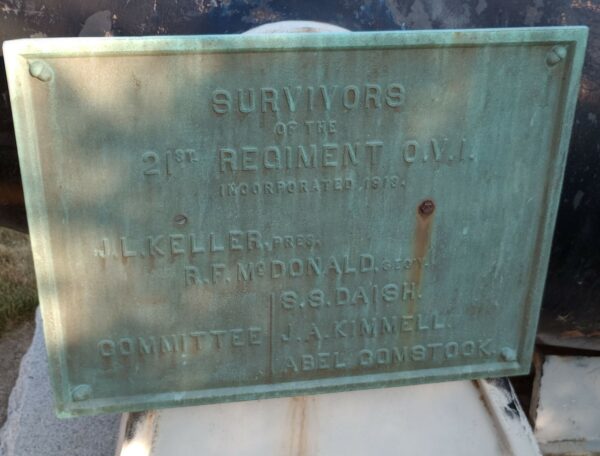 21ST REGIMENT O.V.I. SURVIVORS MEMORIAL PLAQUE