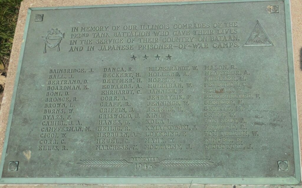 192ND TANK BATTALION SUPREME SACRIFICE WAR MEMORIAL PLAQUE