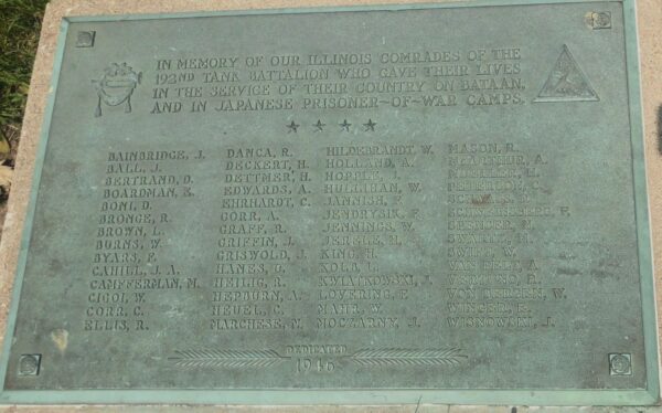 192ND TANK BATTALION SUPREME SACRIFICE WAR MEMORIAL PLAQUE