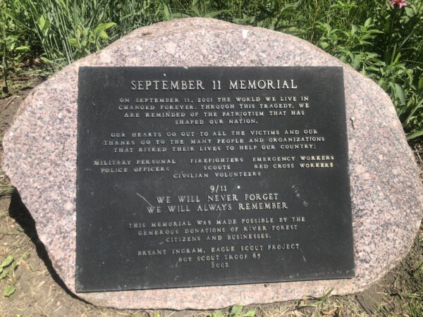 RIVER FOREST SEPTEMBER 11 MEMORIAL PLAQUE