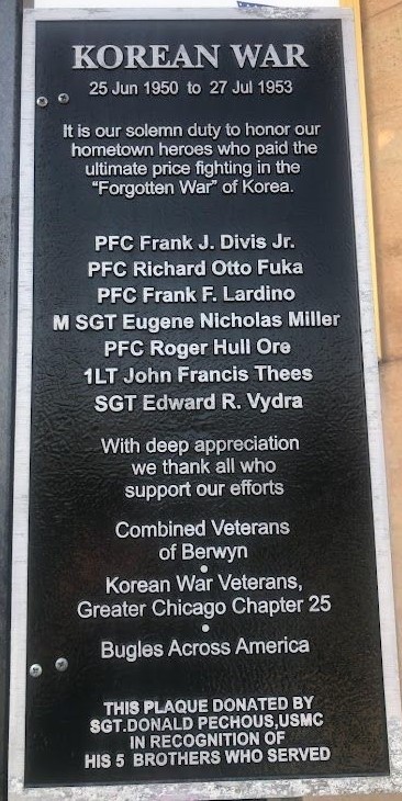 BERWYN WAR VETERANS MEMORIAL PLAQUE B