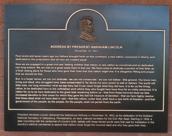 NORTH MISSISSIPPI VETERANS MEMORIAL CEMETERY LINCOLN’S ADDRESS PLAQUE