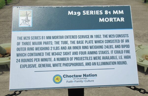 M29 SERIES 81 MM MORTAR MEMORIAL PLAQUE