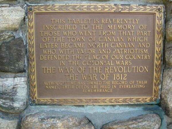NORTH CANAAN VETERANS COLONIAL WARS MEMORIAL PLAQUE