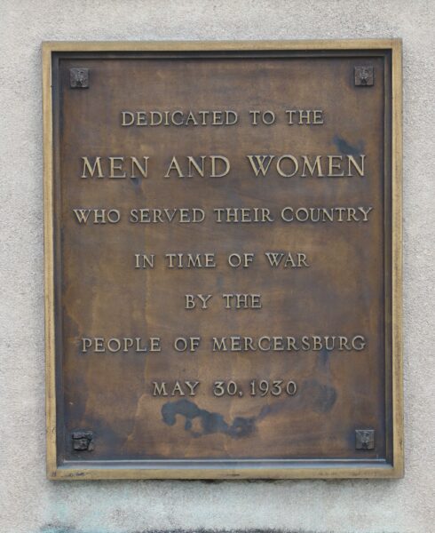 PEOPLE OF MERCESERSBURG VETERANS MEMORIAL PLAQUE