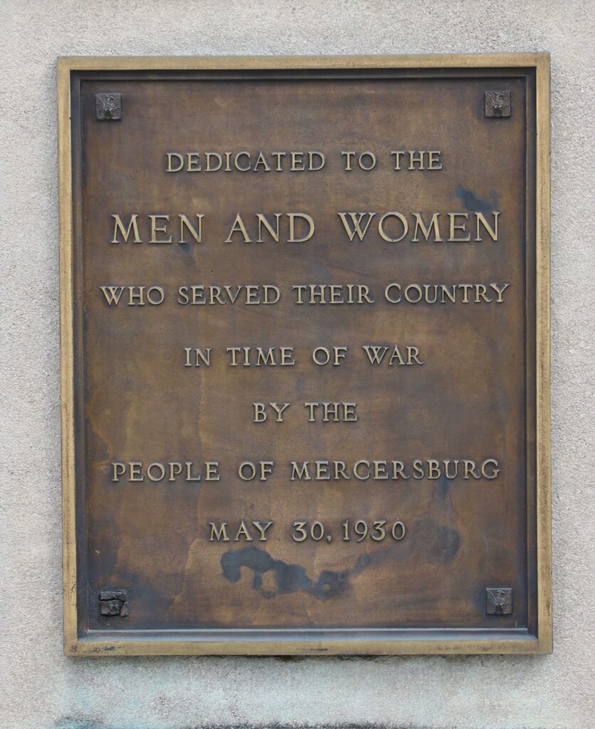 PEOPLE OF MERCESERSBURG VETERANS MEMORIAL PLAQUE